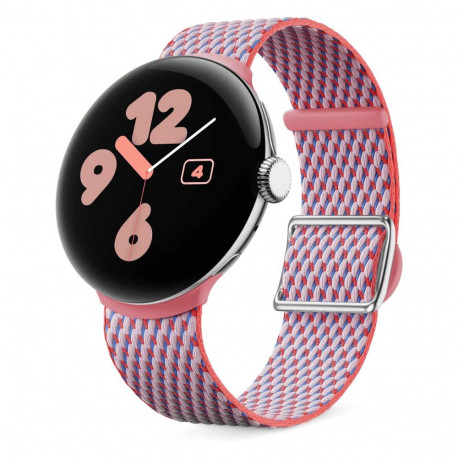"Google Pixel Watch 3 (41mm). Woven Band. Peony"