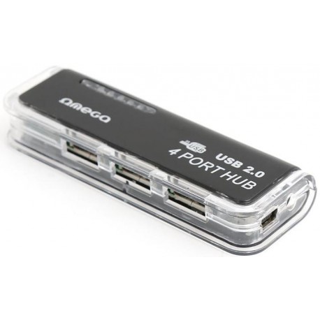 Omega USB 2.0 hub 4 portu + OTG kabelis (OUH24T)