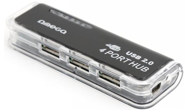 Omega USB 2.0 hub 4 portu + OTG kabelis (OUH24T)