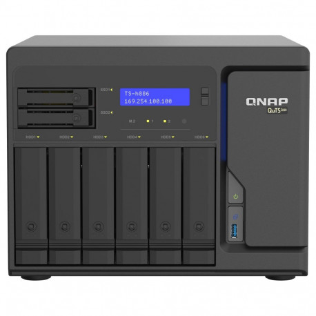 QNAP TS-h886-D1602-8G-BRO 8 sahtliga QuTS hero NAS Intel Xeon D1602 sisseehitatud 2 M.2 NVMe Gen3 pe