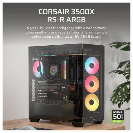 "CORSAIR Midi 3500X RSR ARGB (Tempered Glass) Black"