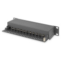 "DIGITUS Patchpanel 1HE 12-Port Cat6 ClassE geschirmt schw."