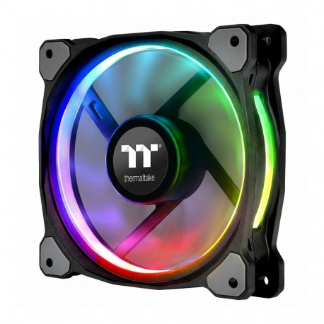 "140mm Thermaltake Riing Plus 14 LED RGB Radiator Fan TT Premium Black 3 Pack"