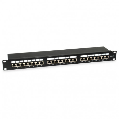 "Equip Patchpanel 24x RJ45 Cat6 19"" FTP 1HE ISO/IEC schwarz"
