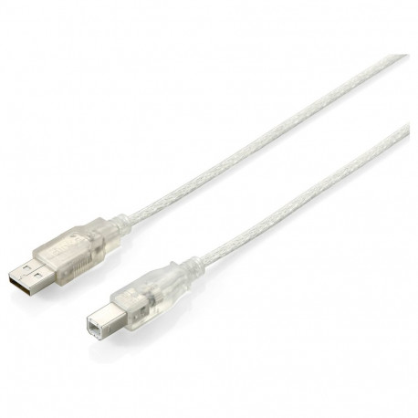 "Equip USB Kabel 2.0 A-B St/St 1.80m transparent Polybeutel"