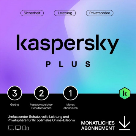 "Kaspersky Plus –  3 Device, 1 Month - Subscription (ABO) – ESD-Download"