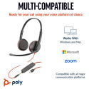 "HP Poly Blackwire 3225 Stereo USB-C Headset +3.5mm Plug +USB-C/A Adapter (Bulk) (209747-201/209751-