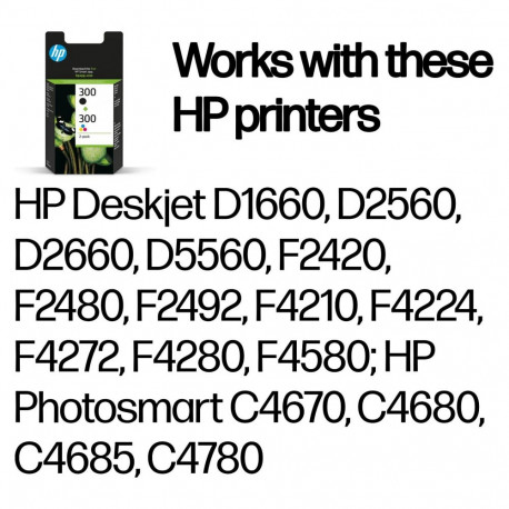 "HP 300 original Ink cartridge CN637EE black and tri-colour standard capacity 2 x 4ml black: 200 pag