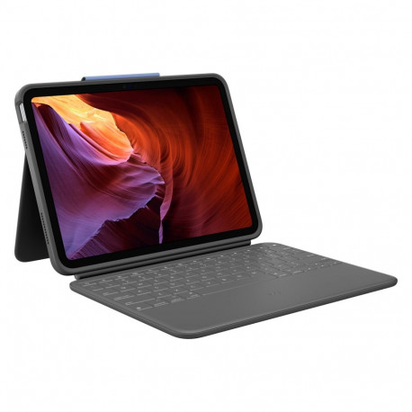 Logitech Rugged Folio klaviatuur ja ümbris iPad 10. põlvkond grafiithall QWERTZ DE