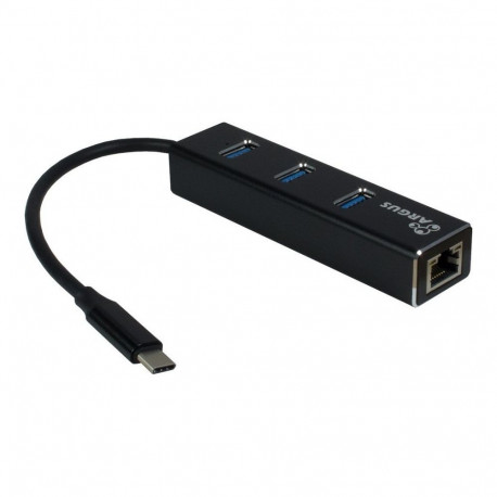 Inter-Tech Argus IT-410 USB-C jaotur 3Port 1x RJ45 Gigabit Lan passiivne must