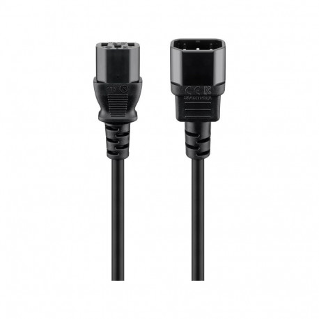Extension Lead 0.5m with C13 socket and C14 plug,3x0.75mm², black