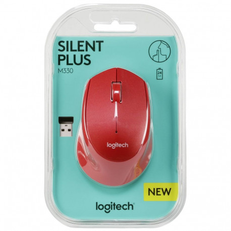Logitech hiir M330 Silent Plus juhtmevaba, punane