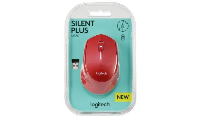 Myszka Logitech M330 Silent Plus bezprzewodowa czerwona