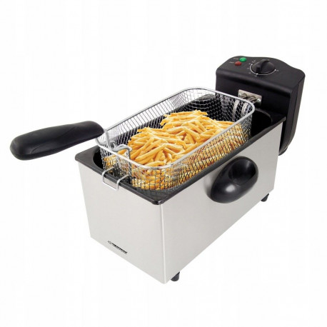 Esperanza fritüür FALAFEL ühekorviga 3L vabaltseisev 2200W, must, valge