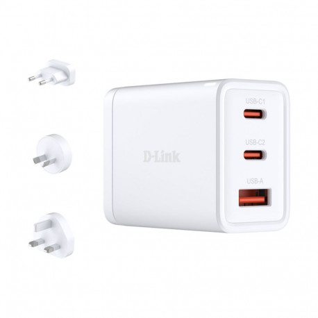 laadija DCP-651 65W GaN PD 3.0 QC 3.0 1x USB-A 2x USB-C, valge