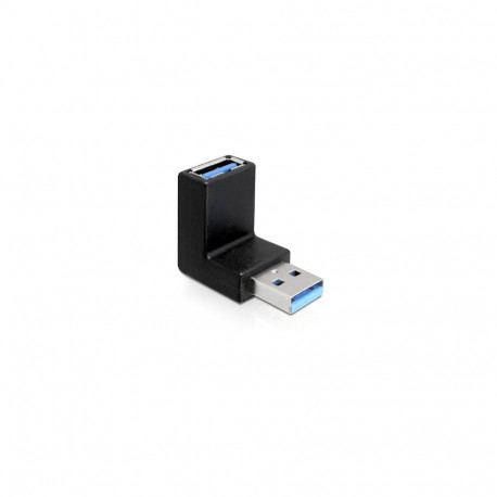USB 3.2 Gen 1 Adapter, USB-A Stecker > USB-A Buchse 90° (schwarz, nach oben / unten abgewinkelt)
