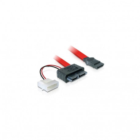 Adapterkaabel SATA Slimline > SATA 7 Pin + 2 Pin 30cm, punane/must
