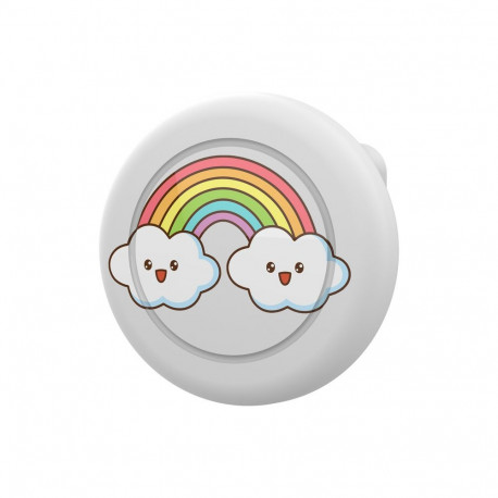 AirTag badge case - white with rainbow print