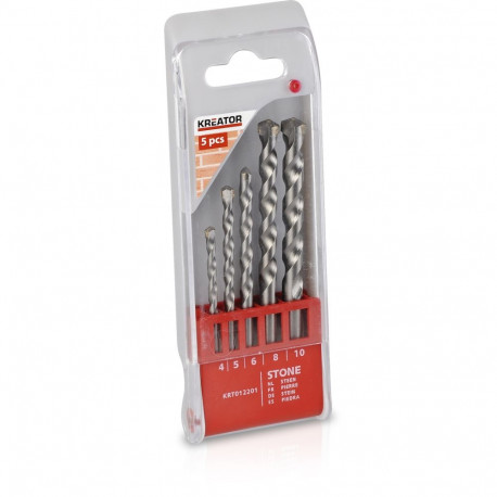 KREATOR KRT012201, kivipuuride komplekt, 5 tk, 4-10mm, karbiidotsik