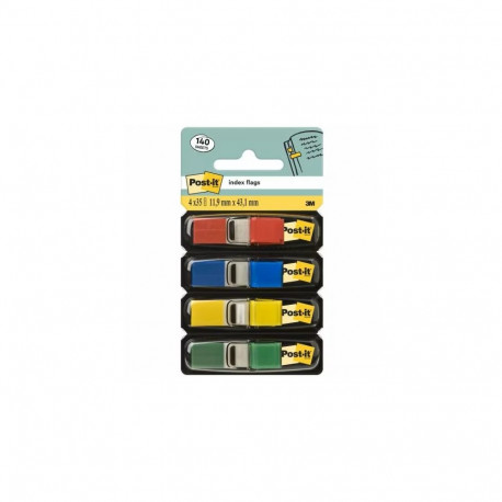 Järjehoidja Post-IT indeks, PP, 12x43mm, 4 värvi x 35 tk