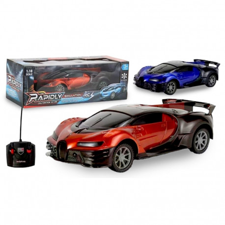 Radio-Controlled car (A battery or gas-powered model car that is controlled from a 