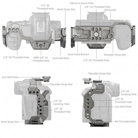Camera Cage - SmallRig 4977 HawkLock Quick Release Cage for Canon EOS R5 Mark II