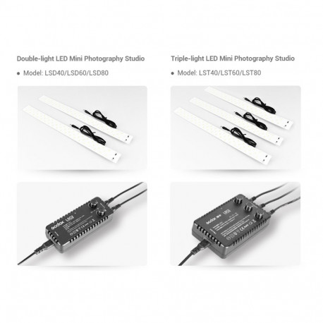 Photography Studio - Godox Portable Double Light LED Mini Studio (L60x60x60cm, 5800K, 10000-11000 Lu