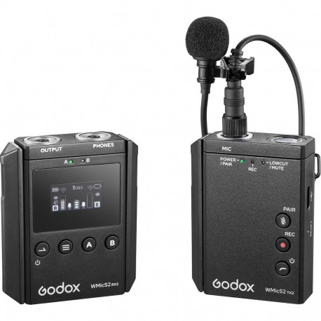 Wireless Microphone System - Godox WMicS2 Kit 1 UHF Dual-Channel Receiver Black