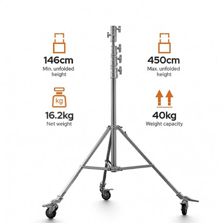 Lighting Stand - Godox Roller Stand SA5045 40kg 146-450cm Black