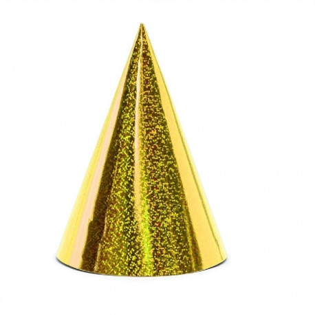 PartyDeco peomüts kuldne, holograafiline, 6 tk