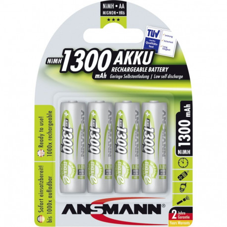 1x4 Ansmann maxE NiMH laetav aku, Mignon AA 1300 mAh