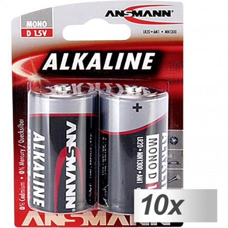10x2 Ansmann alkaline mono D LR 20 punane-line