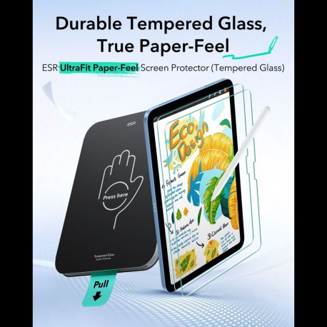 SZKŁO HARTOWANE ESR PAPER FEEL 2-PACK IPAD 10.9” 10 / 2022 / 11” 11 2025 CLEAR