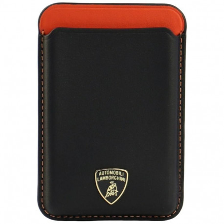 Audi Lamborghini Urus D8 Genuine Leather MagSafe Magnetic Phone Wallet - Black and Red