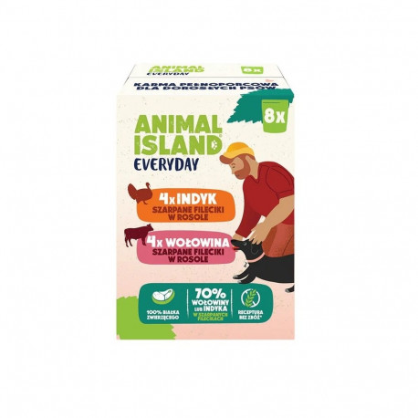 Dog Food - ANIMAL ISLAND Turkey Beef Fillets in Broth 8x150g