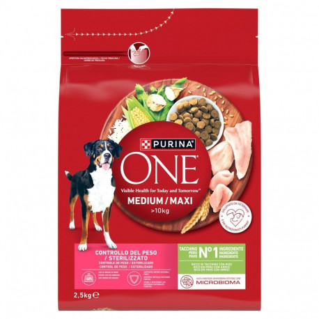 Dog Food - PURINA One Adult Medium/Maxi Weight Control Turkey Rice 2.5kg