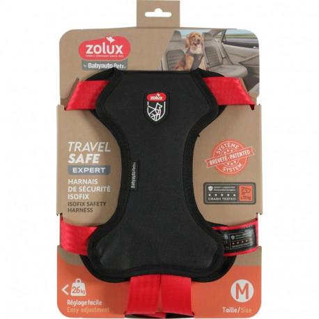 Pet Harness - ZOLUX Travel Safe M, adjustable, 10-25 kg, neck 40-66 cm, red