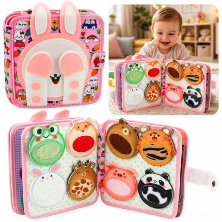 Arendav sensoorne vildist 3D raamat jänku, roosa