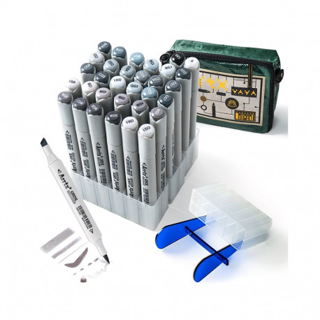 Double-sided Marker Pens ARRTX Oros, 32 Colours, grey tone shade