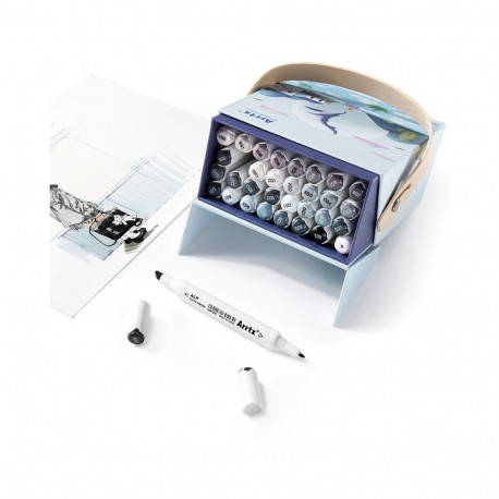 Double-sided Marker Pens ARRTX Alp, 32 Colours, grey tone shade