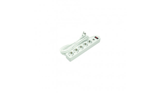 Extension cord 5m, 5 sockets, 2xUSB, with switch