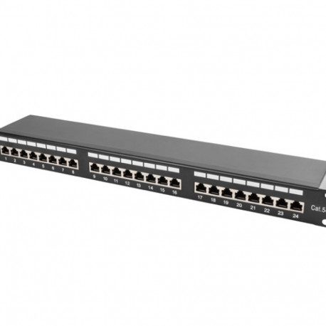 PATCH PANEL 24 PORT 1U 19" CAT.5E FTP WITH CABLE ORGANIZER SHIELDED BLACK LANBERG