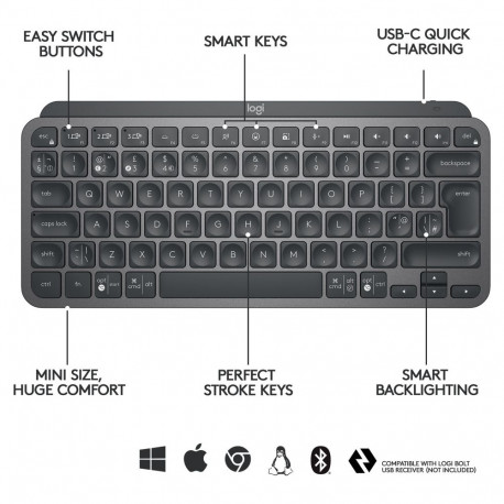 Logitech klaviatuur MXKEYS MINI, juhtmevaba, taustvalgustusega