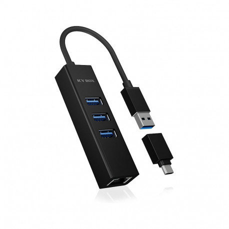 "ICY BOX IB-HUB1419-LAN USB 3.0/USB-C HUB 3xUSB 3.0; 1xGigabit LAN"