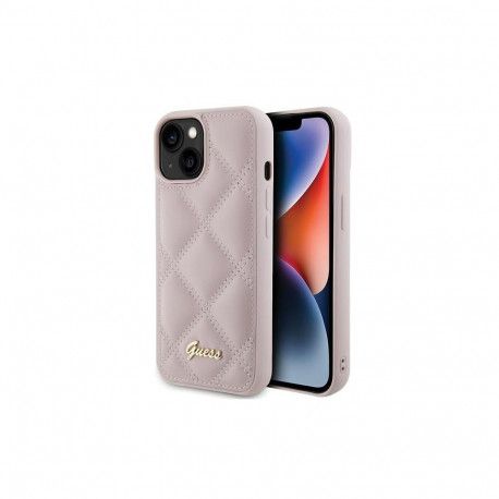 Guess Guess Quilted Metal Logo case for iPhone 15 - pink