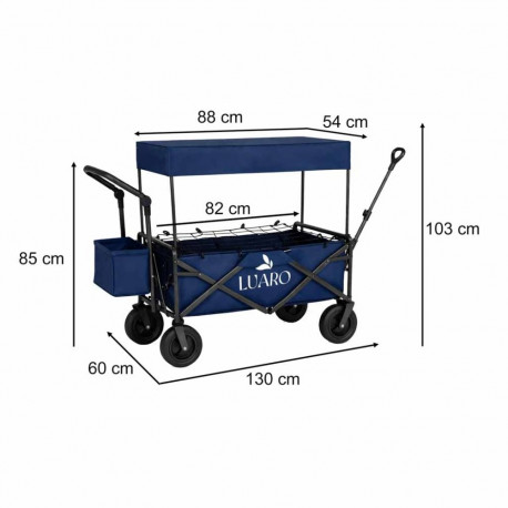 LUARO rannatranspordikäru kokkupandav koos varikatuse ja võrguga tumesinine