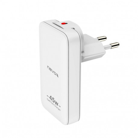laadija 45W kahepordiline õhuke USB-C GaN EU/US, valge