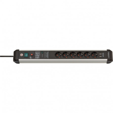 Brennenstuhl Premium-Protect-Line 6-way power strip, black/aluminum, 3 meters, 60,000A surge protect