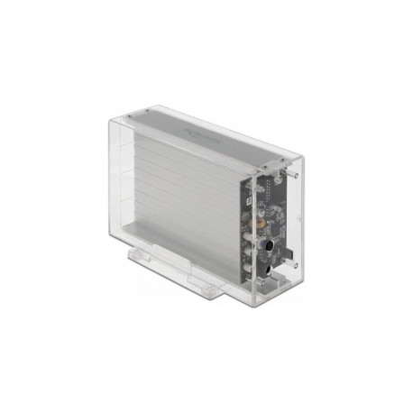 Externes Dual Gehäuse für 2 x 3.5" SATA HDD mit USB Type-C Buchse (transparent)