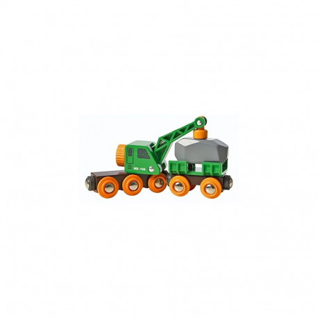 World Grüner Kranwagen mit Anhänger (grün/gelb)